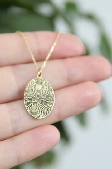 14K Gold Fingerprint Necklace, Custom Necklace, Personalized Jewelry, Personalized Gifts, Jx21