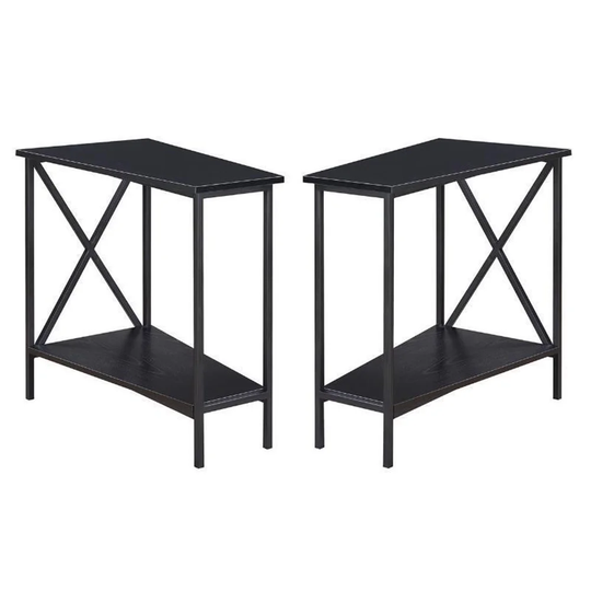 End Table in Black Wood Finish and Metal Frame - Set of 2 - 54 x 84