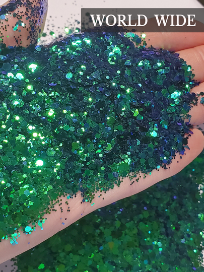 World Wide Color Shift Glitter, Green To Blue Mermaid Custom Mix Tumbler Glitter For Cup