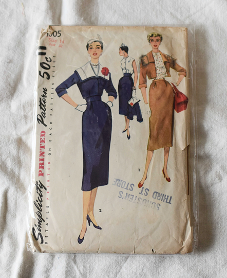 Size 14, Vintage 1950S, Simplicity 1005 Sewing Pattern, Misses Pencil Skirt, Bolero Jacket & Fitted Blouse, Bust 32"