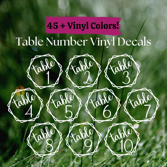 Table Number Vinyl Decals, Hexagon Numbers, Wedding Seating Plan Stickers, Stickers