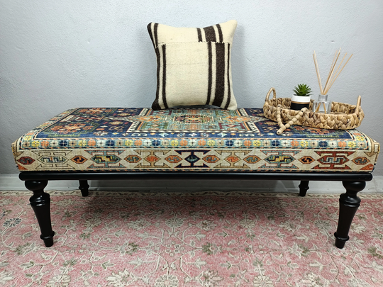 Kilim Chair Pillow, Farmhouse Patchwork Pillowcase Natural, Handmade Southwestern 16x16 16-16Vt 158