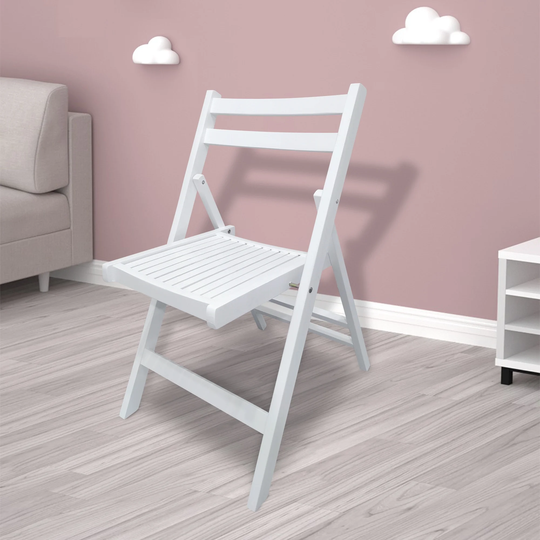 Nestfair White Slatted Wood Folding Chair(Set of 4)