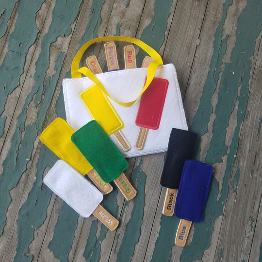 Popsicle Color Matching Set, Felt Play Educational Fun Pretend Learning Carrying Case Sold As A