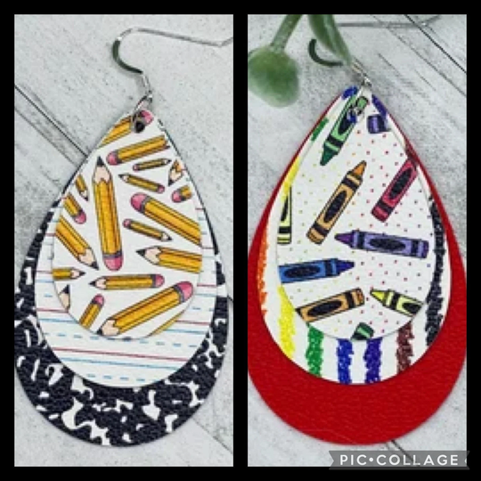 Teacher Earrings, Crayon Pencil Gift, Both Pairs