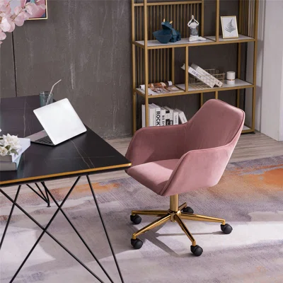 Modern Velvet Crushadjustable Height 360 Revolving Home Office Chair