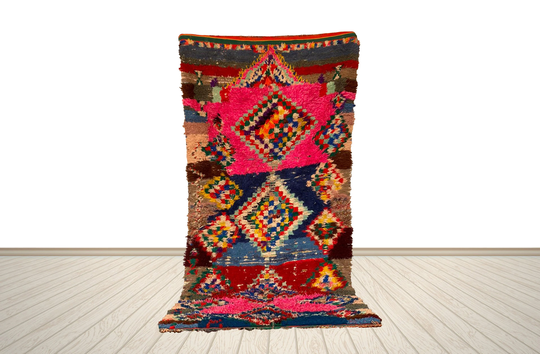 Colorful Vintage Rug, 4x9 Ft Moroccan Area Multi Color Rugs