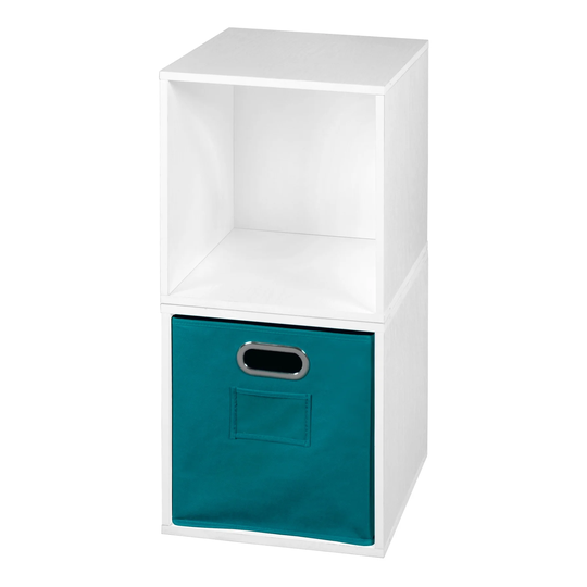Noble Connect Storage Set - 2 Cubes and 1 Canvas Bin- White Wood Grain/Teal