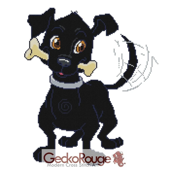 Harry Black Labrador Swirlies- 14 Count 2x1 Modern Cross Stitch Art Kit - Dog