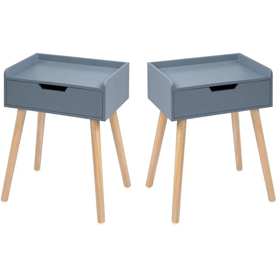 Wooden End Table, Floating Shelf Side Table with Storage Drawer, 2PCS