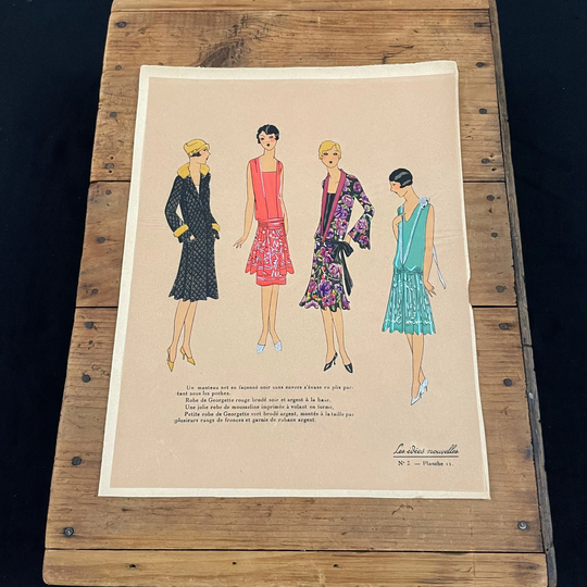 Colorful Spring Fashions, Original 1929 Pochoir Les Idèes Nouvelles, Art Deco French Fashion Print