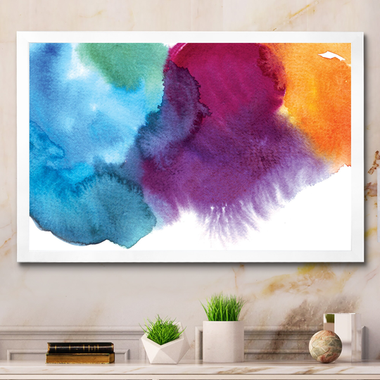 Designart 'Bright Colored Watercolor I' Modern Framed Wall Decor