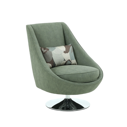 Pasargad Home Mason Green Swivel Base Accent Chair with Pillow