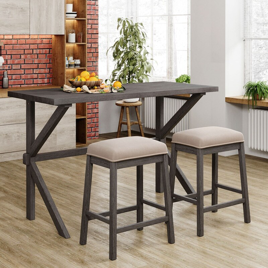 Farmhouse Rustic Counter Height Wood Kitchen Dining Table for Small Places, Stools Not Included