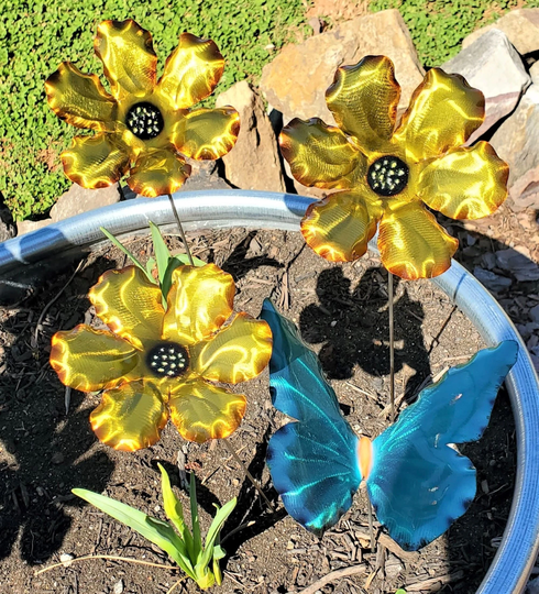 New Color Catching Rays Sunflowergorgeous Metal Flower Stake, Garden Art, Flowers, Garden Floral Decor, Colorful, Zen