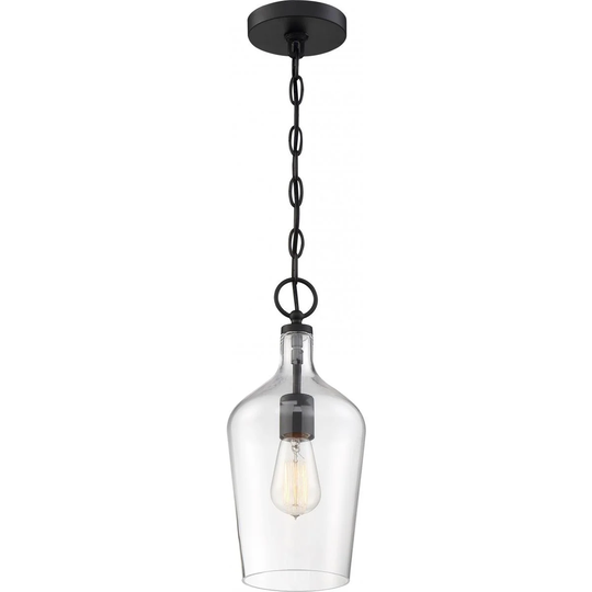 Hartley 1-Light Pendant Fixture Matte Black Finish with Clear Glass