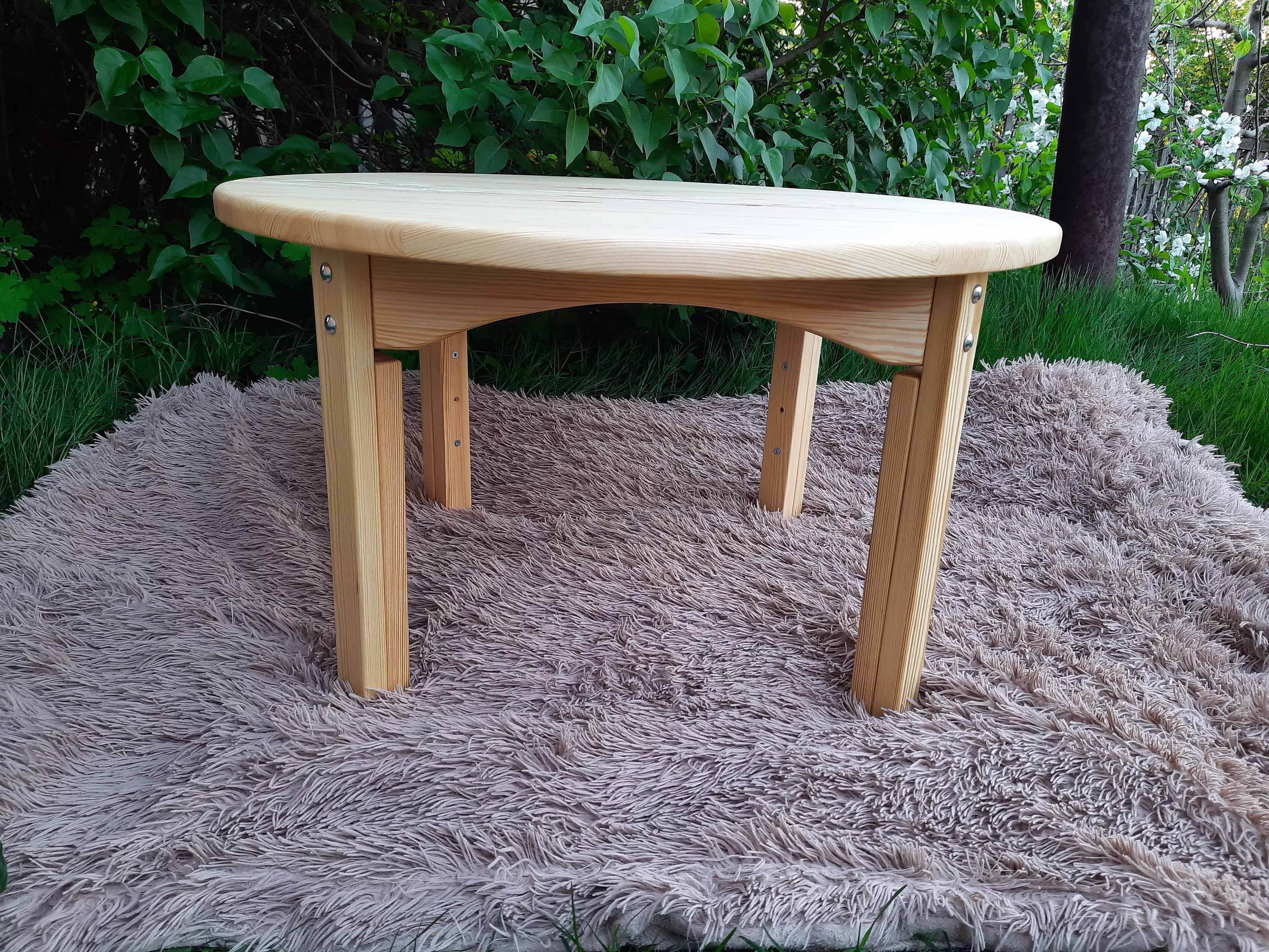 Wood Round Table Kids Adjustable Height On 3 Positions Montessori Furniture Preschool Waldorf Toddler Gift For Kids 1.5 Year