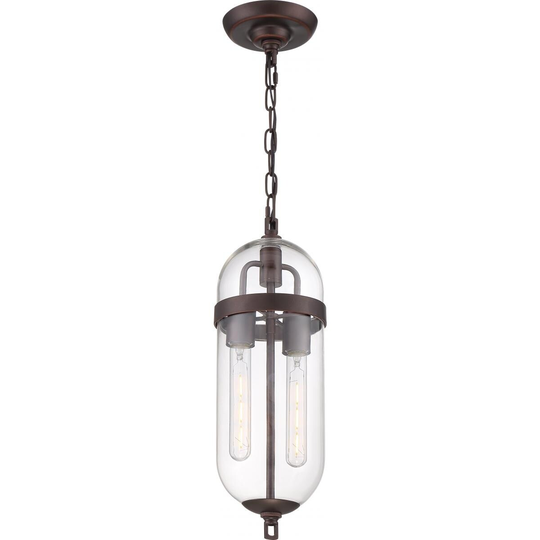 Fathom 2-Light Pendant Fixture Mahogany Bronze Finish with Clear Glass - N/A