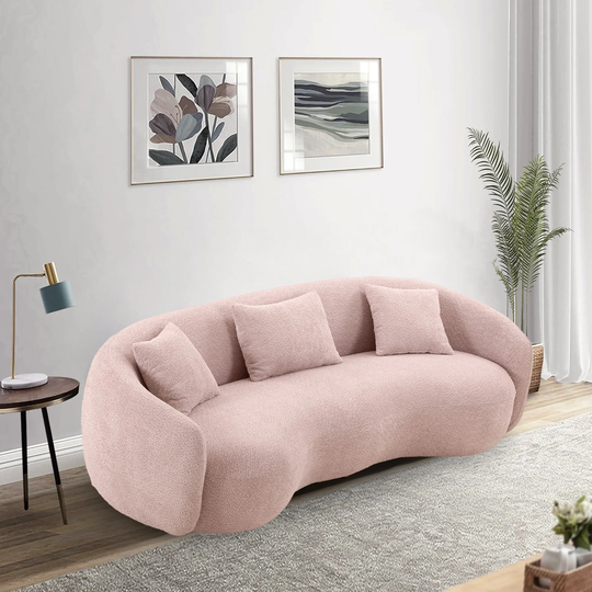 93.6 ''Mid Century Modern Curved Living Room Sofa,4-Seat Boucle Fabric Couch - 93.6" W x 41.2" D x 26.9" H.