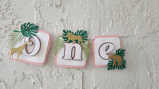 Jungle High Chair Banner, Girl Safari High Chair Banner, One Banner, Birthday Decor