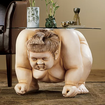 Basho the Sumo Wrestler Sculpture End Table