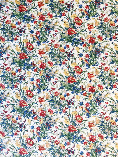 Bufferfly, Bee & Bird in The Flower Garden Floral Quilting Cotton Fabric By 1/4, 1/2 Yard Or Fat Quarter, Small Flowers Blooming
