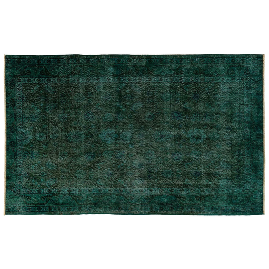 Dark Turquoise One Color Overdyed Turkish Wool Rug