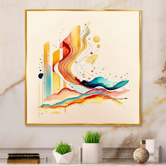Designart 'Multi-Color Watercolor Movement' Modern Framed Canvas Art Print