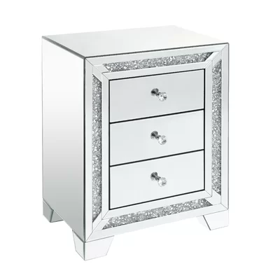 Dayne Glass Top 3 Drawer Nightstand