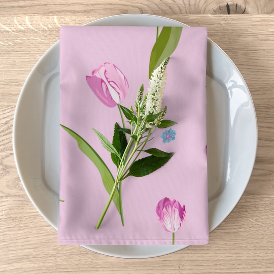 Set Of 4 Napkins, Table Napkin, Spring Tulips Wedding Cocktail, Cloth, Housewarming Gifts, New Home Gift