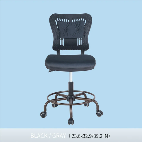 Modern Adjustable Height Office Chair with Lumbar Pillow and Wheels
