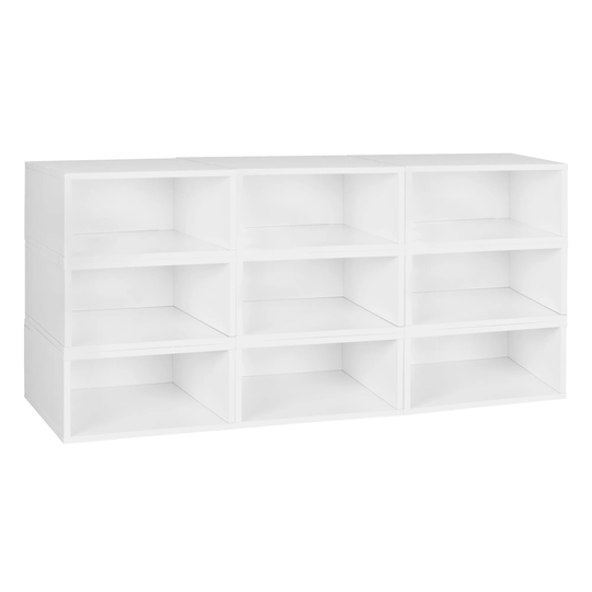 Noble Connect Storage Set- 9 Half Size Cubes- White Wood Grain