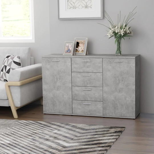 Sideboard Concrete Gray 47.2"x14"x29.5" Chipboard