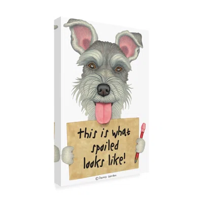 Schnauzer with Sign and Red Pencil by Danny Gordon Art - Wrapped Canvas Textual Art