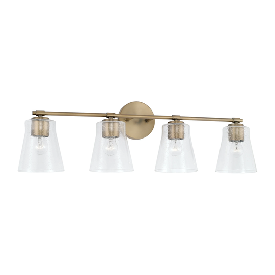 Baker 4-light Bath/ Vanity Fixture w/ Clear Seeded Glass