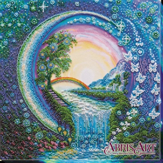 Diy Bead Embroidery Kit On Art Canvas "The Flight Of Crystal Spray - Rainbow", Gift. Size 11.8"×11.8" | 30×30 cm | Abris
