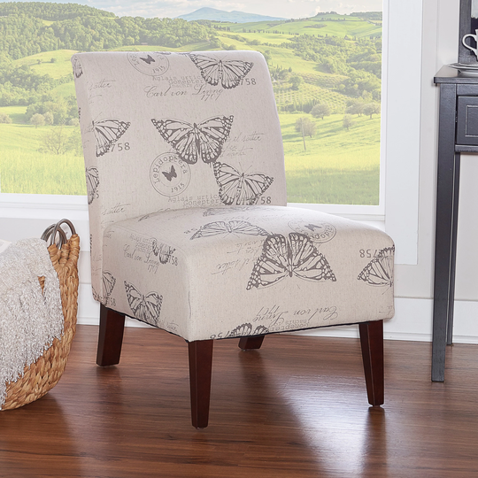 Linon Bradford Accent Chair with Butterfly Print