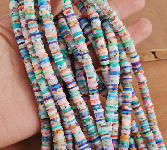 6mm Vinyl Heishi Beads, Mixed Color Polymer Clay Beads, African Polymer Clay Diy Making Jewelry Bead, Length 40cm6-46#