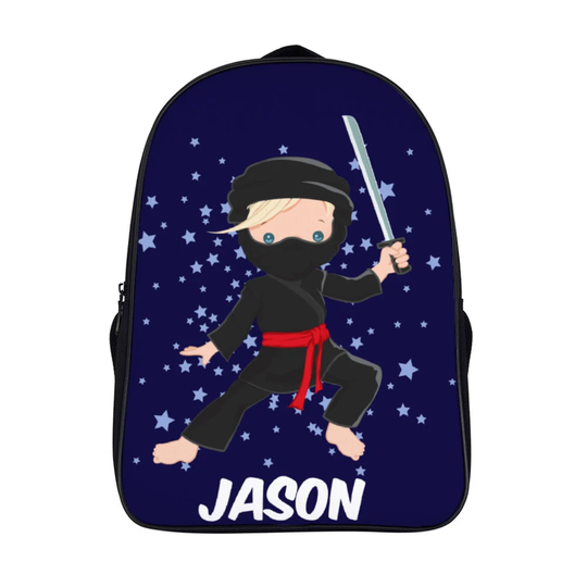 Ninja Backpack For Boys - Personalized Karate Cutsomised Martial Arts Bag Boy Jiu Jitsu Training Rucksack