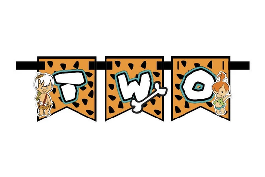 Pebbles Bam High Chair Banner - 1st Birthday Decor Yabba Dabba Two Two Flintstone Bunting