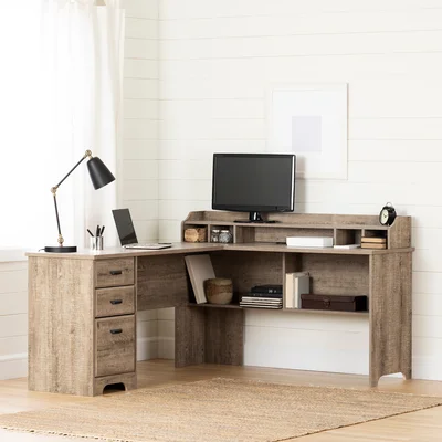 Versa L-Shape Desk with Hutch and Built in Outlets