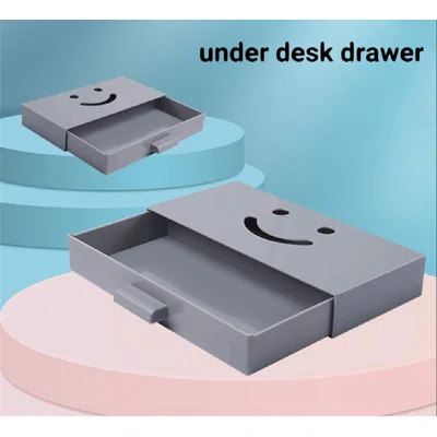 2 Pack Under Desk Drawer, Under Desk Storage Organizers, Small Under Table Organization Hidden Pencil Storage, Mini Plastic Under Desk Shelf Tray Grea