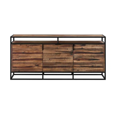 66" Wide 3 Drawer Acacia Solid Wood Sideboard