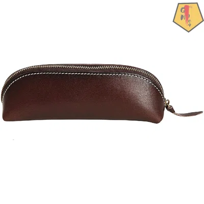 Handmade Leather Pen Case Pencil Holder Portable Travel Cosmetics Pouch Gadget Bag