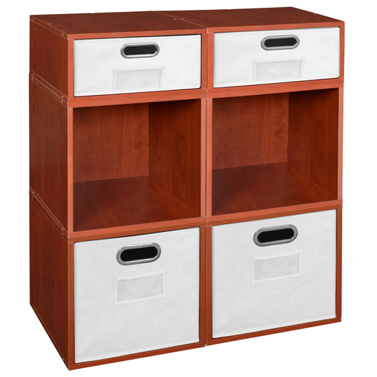 Noble Connect Storage Set- 4 Full Cubes/2 Half Cubes with Foldable Storage Bins- Cherry/White