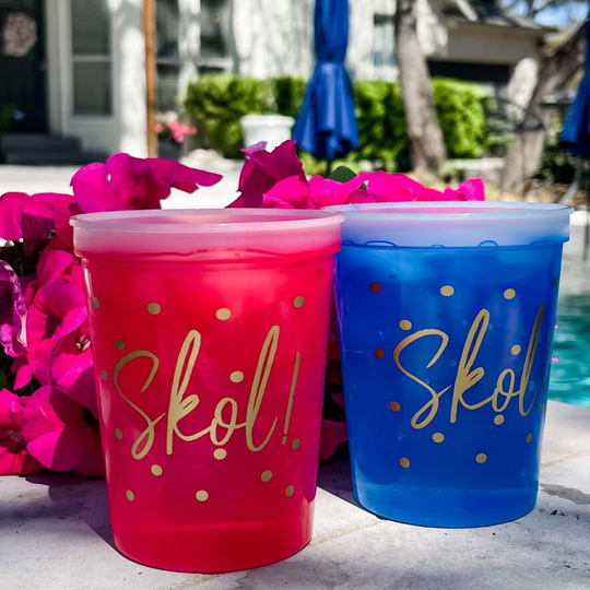Skol Color Changing Cups, Wedding Mood Stadium Plastic Party Favors, Skol Themed Cups
