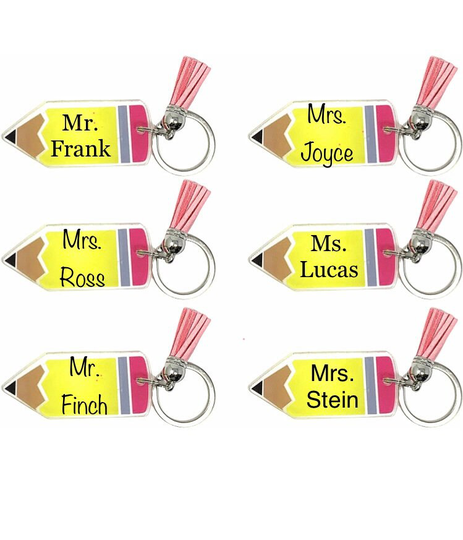 Personalized Acrylic Pencil Keychain School Staff Gift Teacher Para Counselor