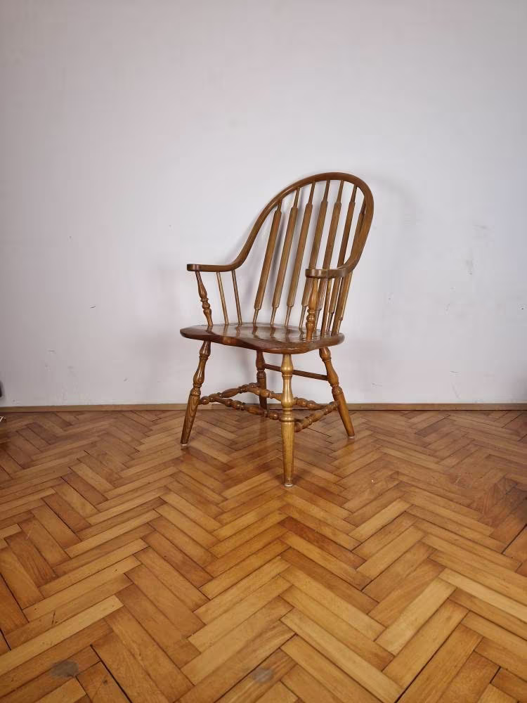 Vintage Dining Chair/Wooden 1970 Yugoslavia Cottage Farmhouse Style Retro