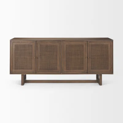 Clarinda 72.0L X 18.0W X 31.0H Light Brown Solid Wood W/Cane Sideboard
