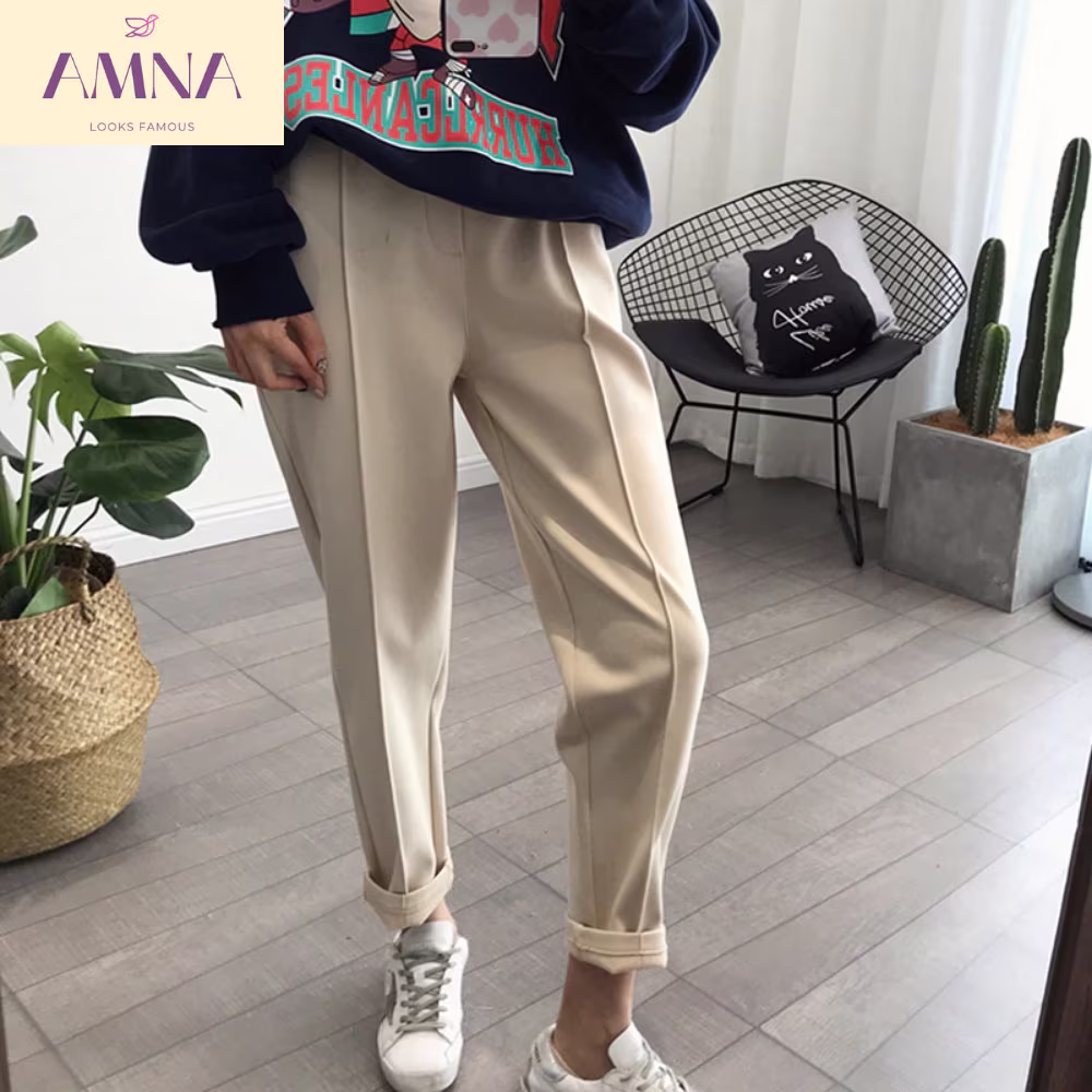 Thicken Women Pencil Pants, High Waist Trousers Women, Loose Casual Women Office Pants